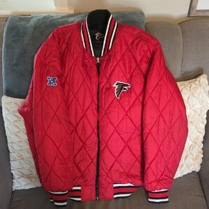 Reebok Red/Black Reversable Quilted Bomber Jacket NFL Atlanta Falcons